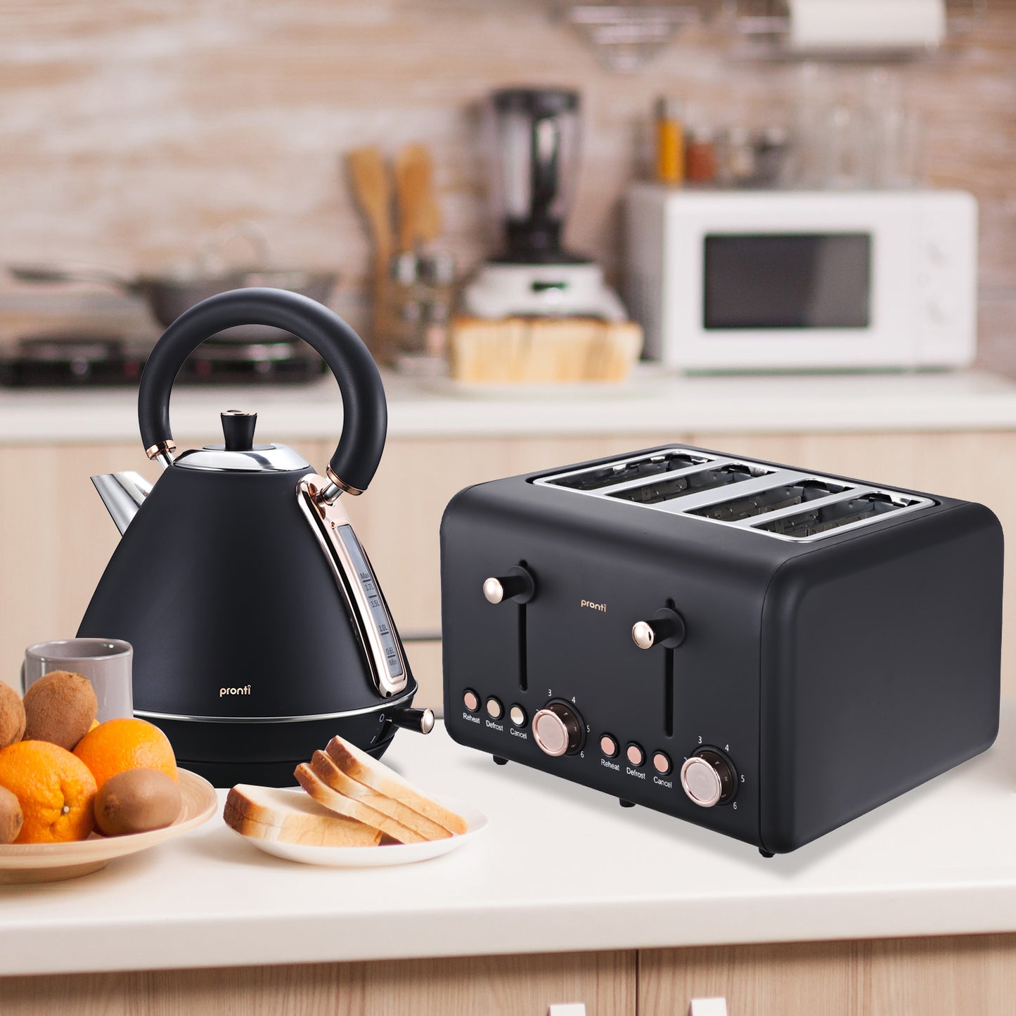 pronti-rose-trim-collection-toaster-kettle-bundle-black www.mallsonline.com.au