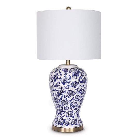 sarantino-table-lamp-ceramic-floral-base-cotton-drum-shade www.mallsonline.com.au
