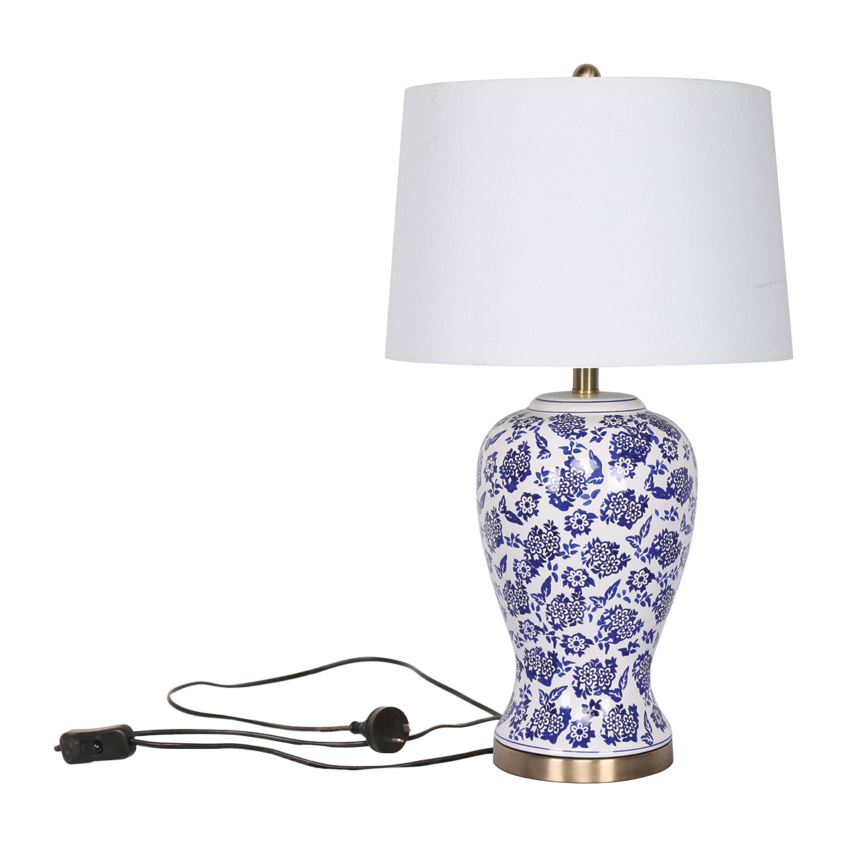 sarantino-table-lamp-ceramic-floral-base-cotton-drum-shade www.mallsonline.com.au