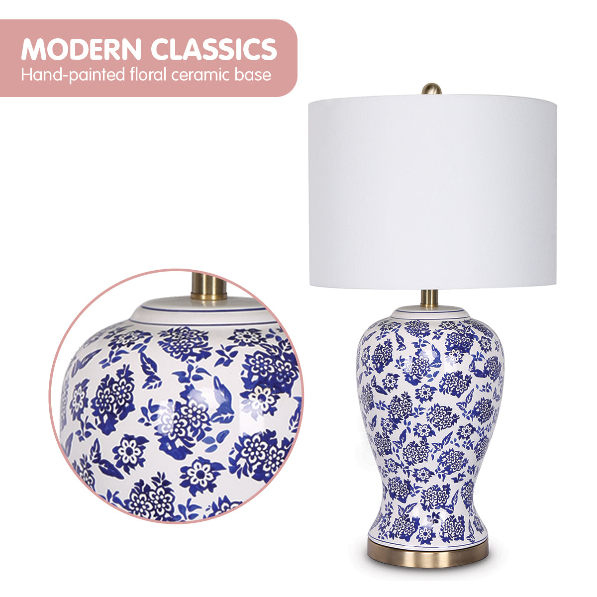 sarantino-table-lamp-ceramic-floral-base-cotton-drum-shade www.mallsonline.com.au