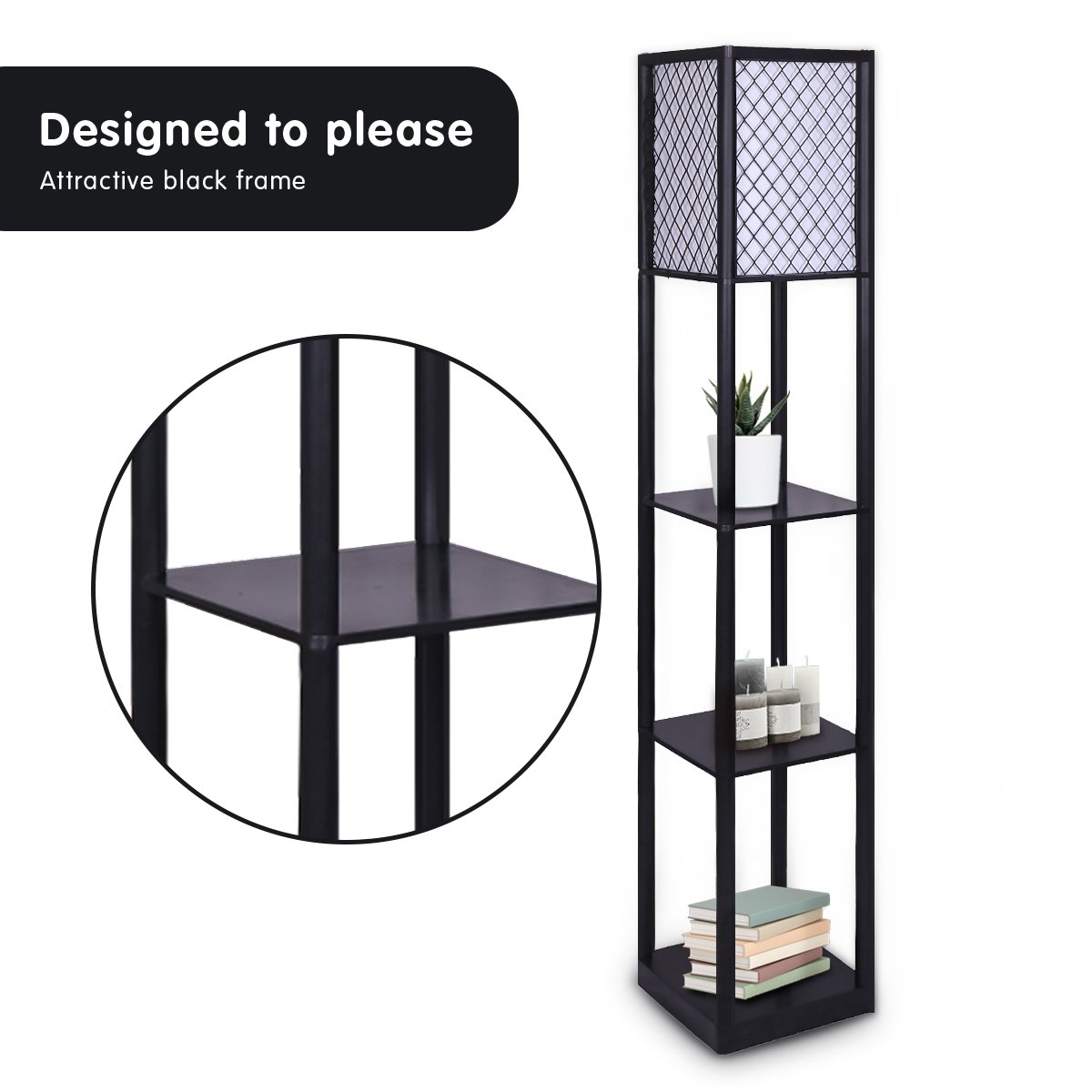 sarantino-etagere-floor-lamp-diamond-look-fabric-shade-shelves-black www.mallsonline.com.au