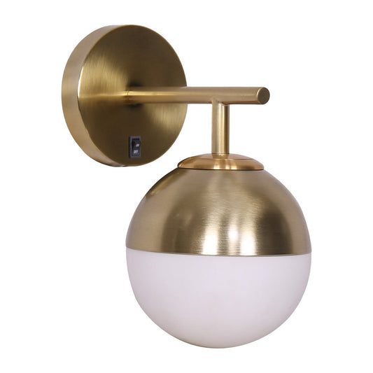 sarantino-wall-lamp-with-gold-metal-base-and-white-glass-shade www.mallsonline.com.au