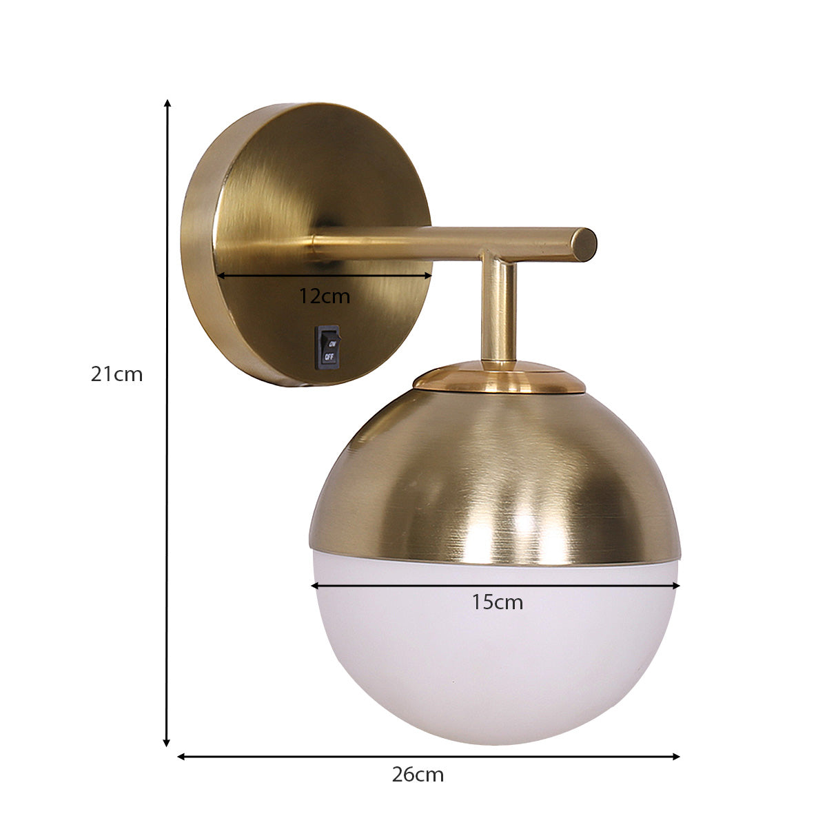 sarantino-wall-lamp-with-gold-metal-base-and-white-glass-shade www.mallsonline.com.au