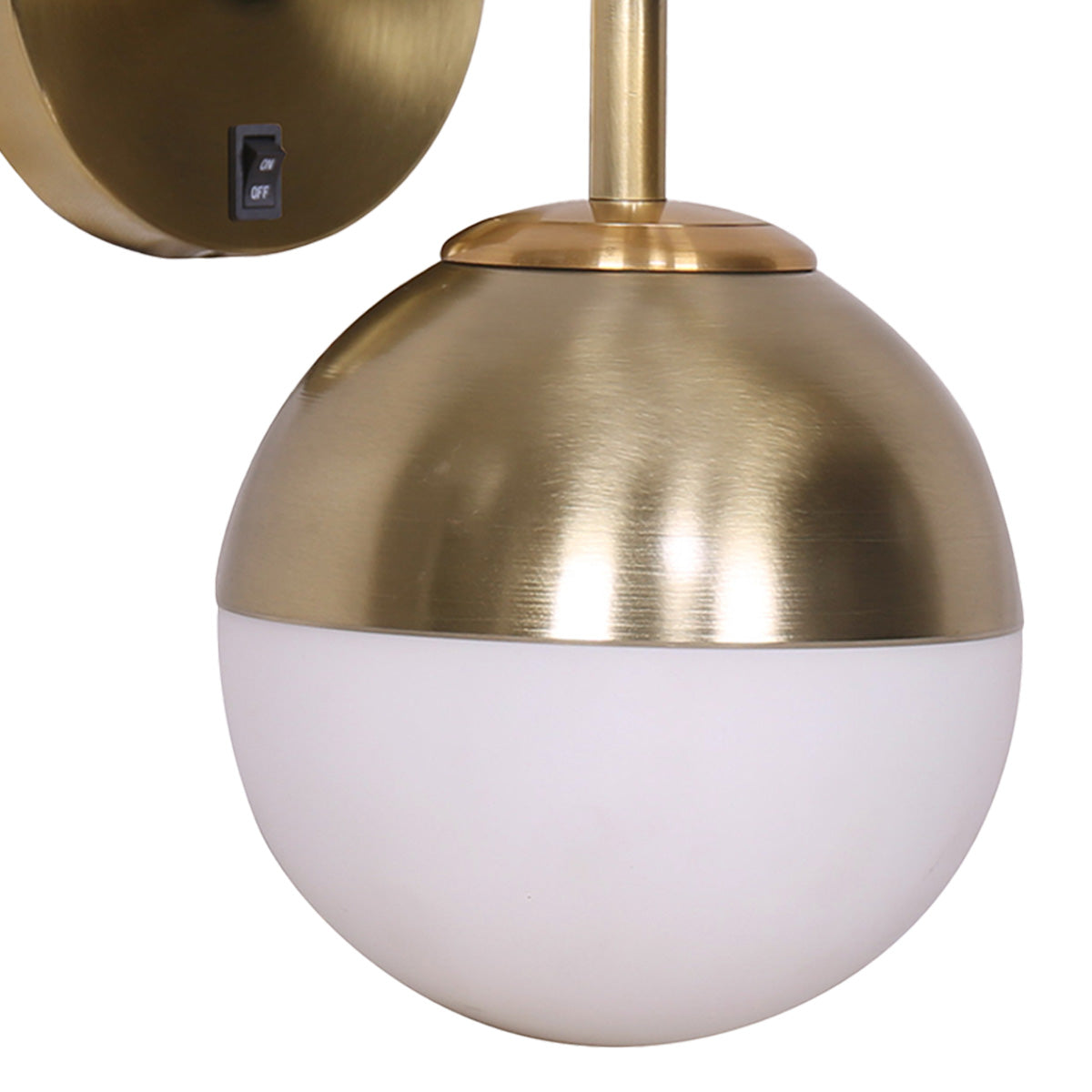 sarantino-wall-lamp-with-gold-metal-base-and-white-glass-shade www.mallsonline.com.au