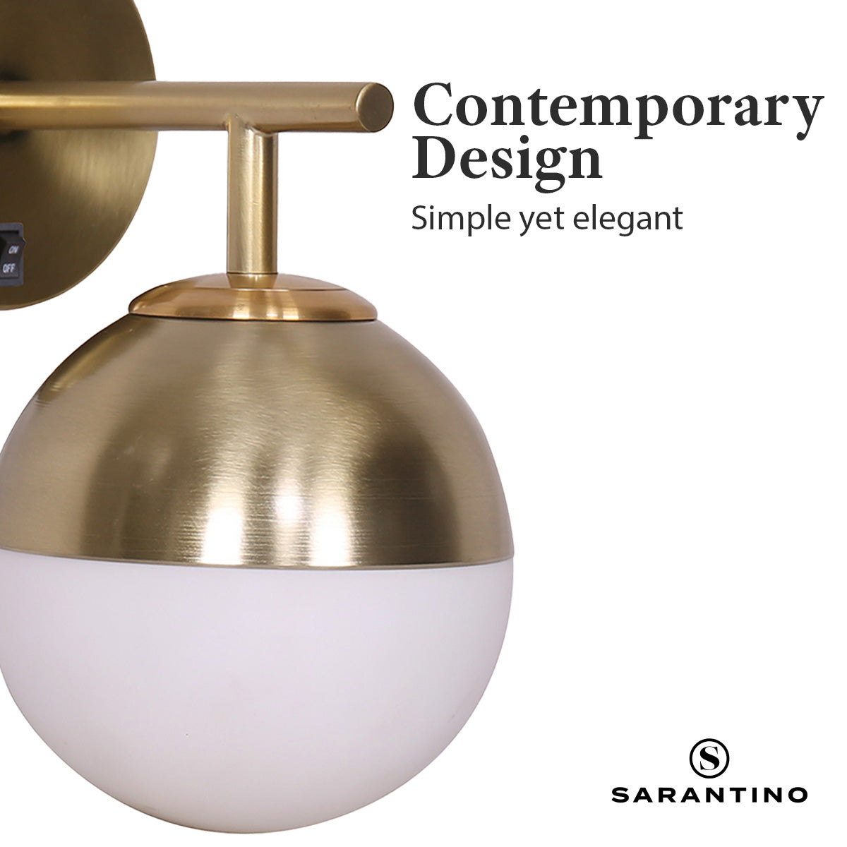 sarantino-wall-lamp-with-gold-metal-base-and-white-glass-shade www.mallsonline.com.au