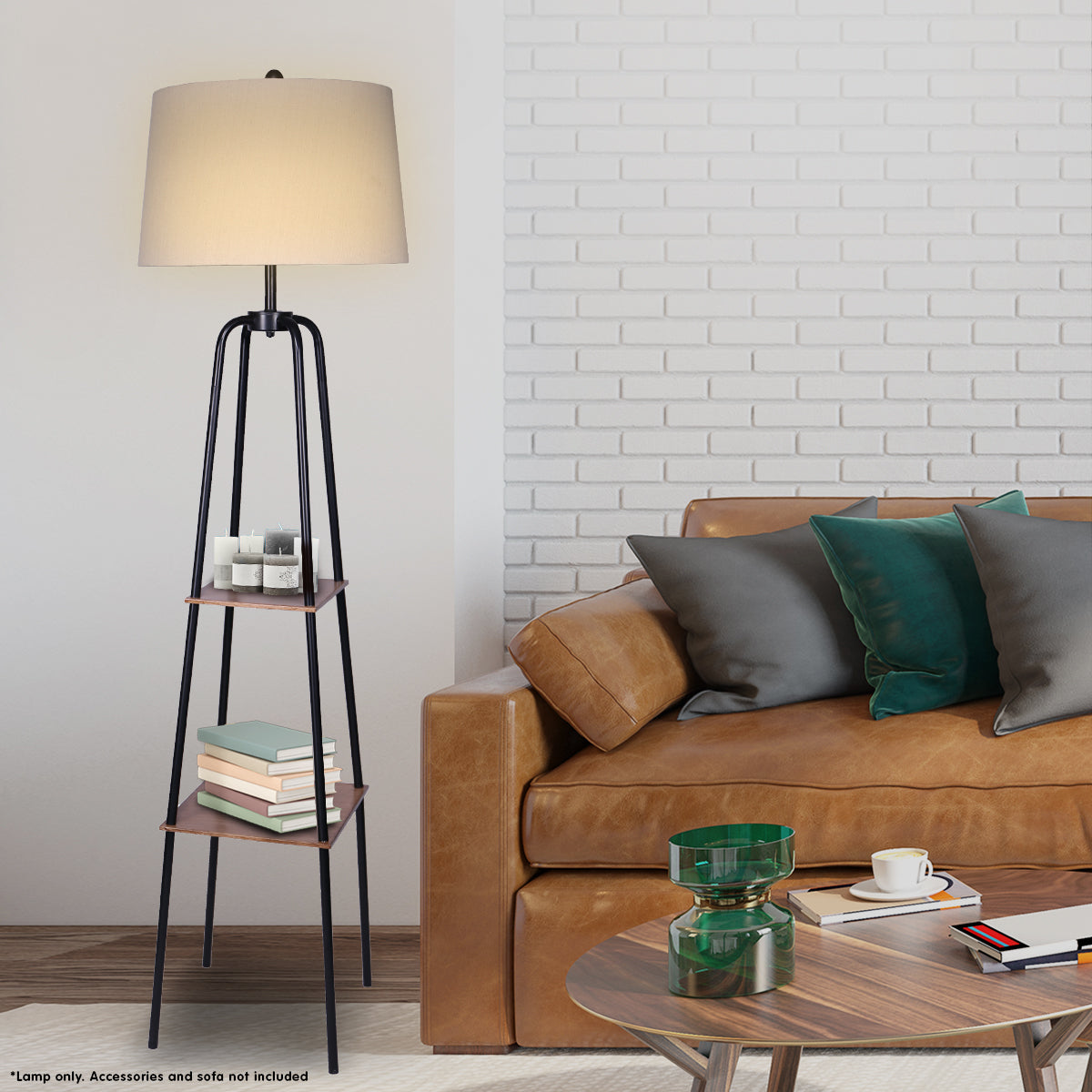 sarantino-metal-etagere-floor-lamp-shade-metal-shelf-in-wood-finish www.mallsonline.com.au