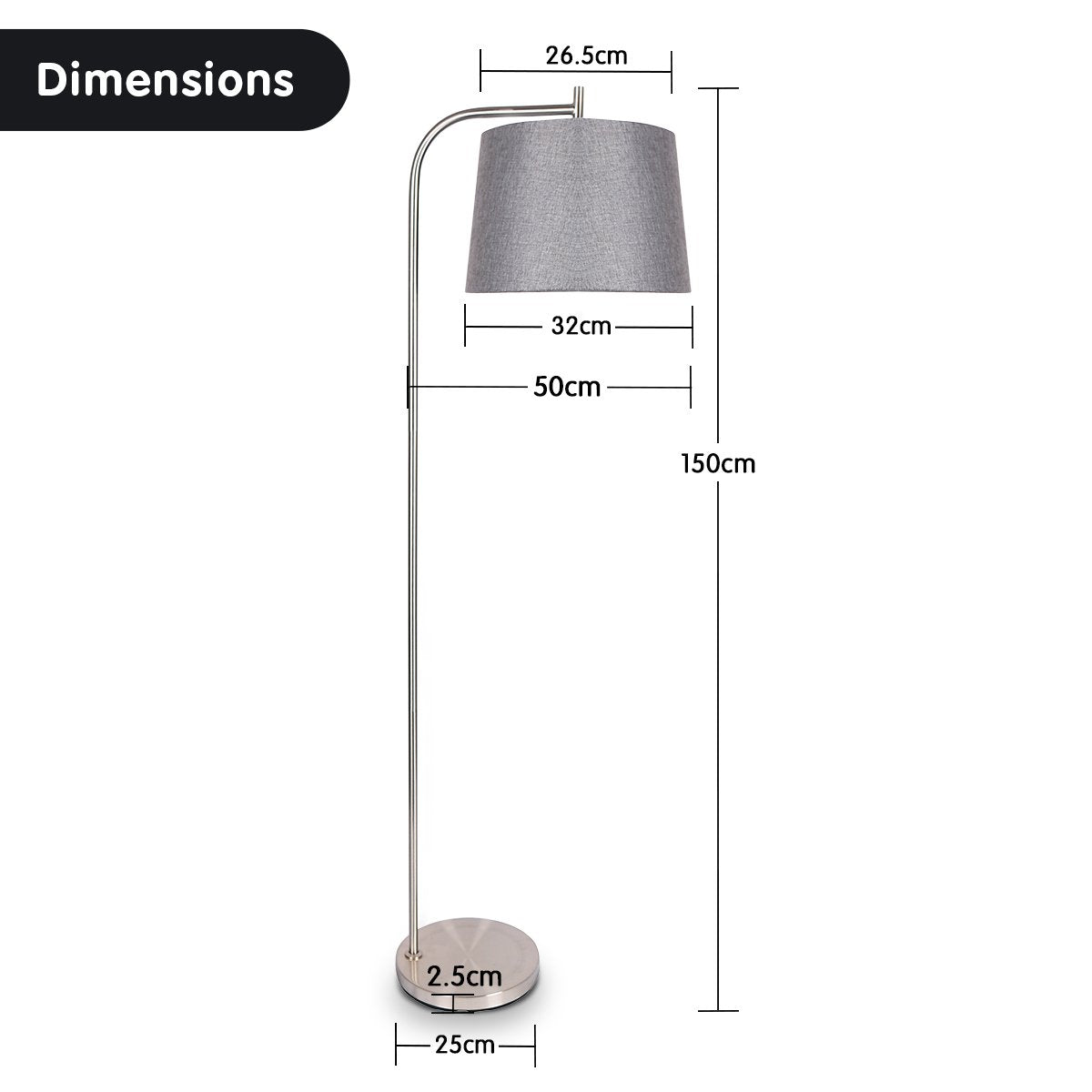 sarantino-metal-task-floor-lamp-nickel-finish-with-grey-fabric-shade www.mallsonline.com.au