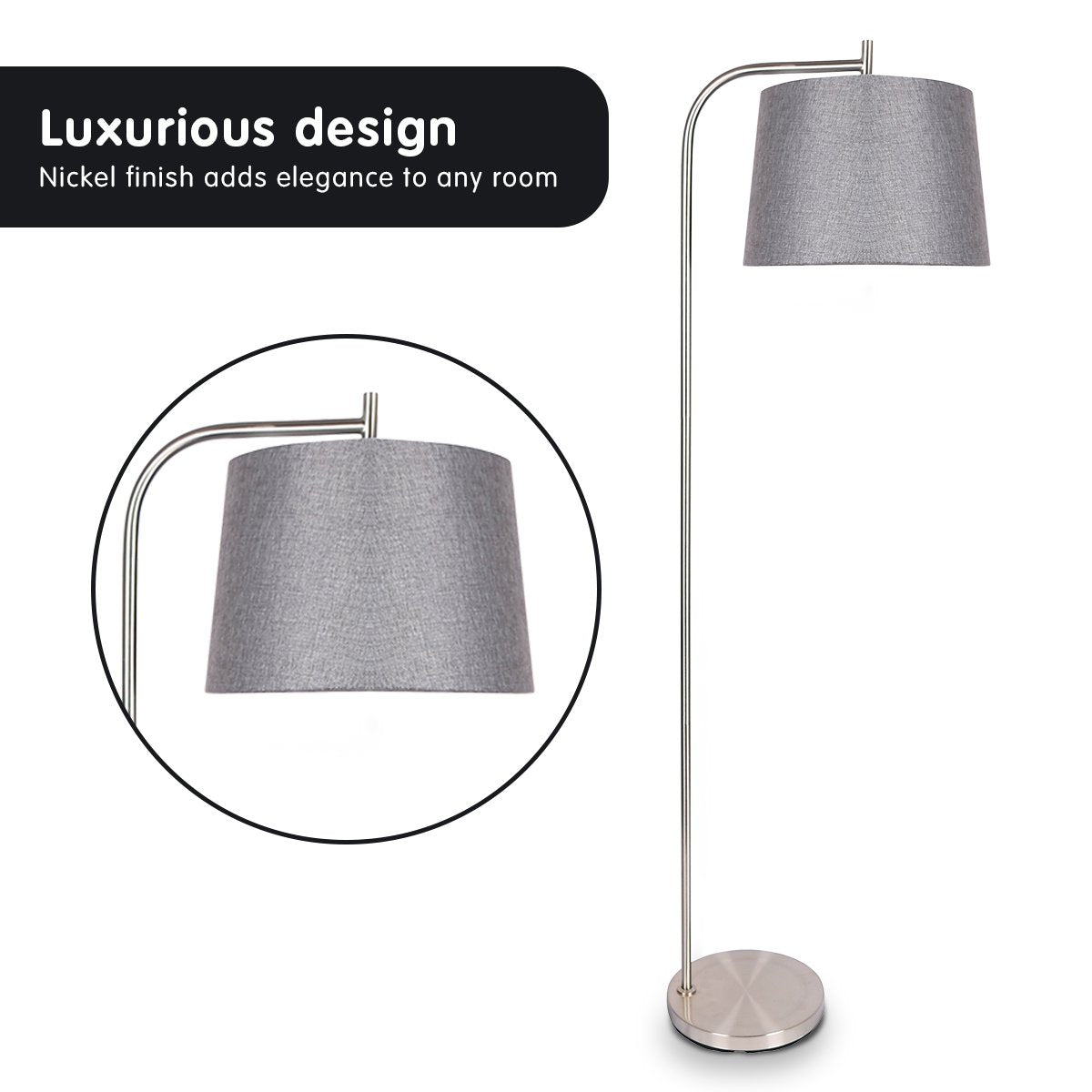 sarantino-metal-task-floor-lamp-nickel-finish-with-grey-fabric-shade www.mallsonline.com.au