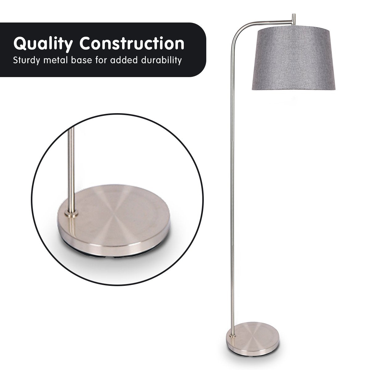 sarantino-metal-task-floor-lamp-nickel-finish-with-grey-fabric-shade www.mallsonline.com.au