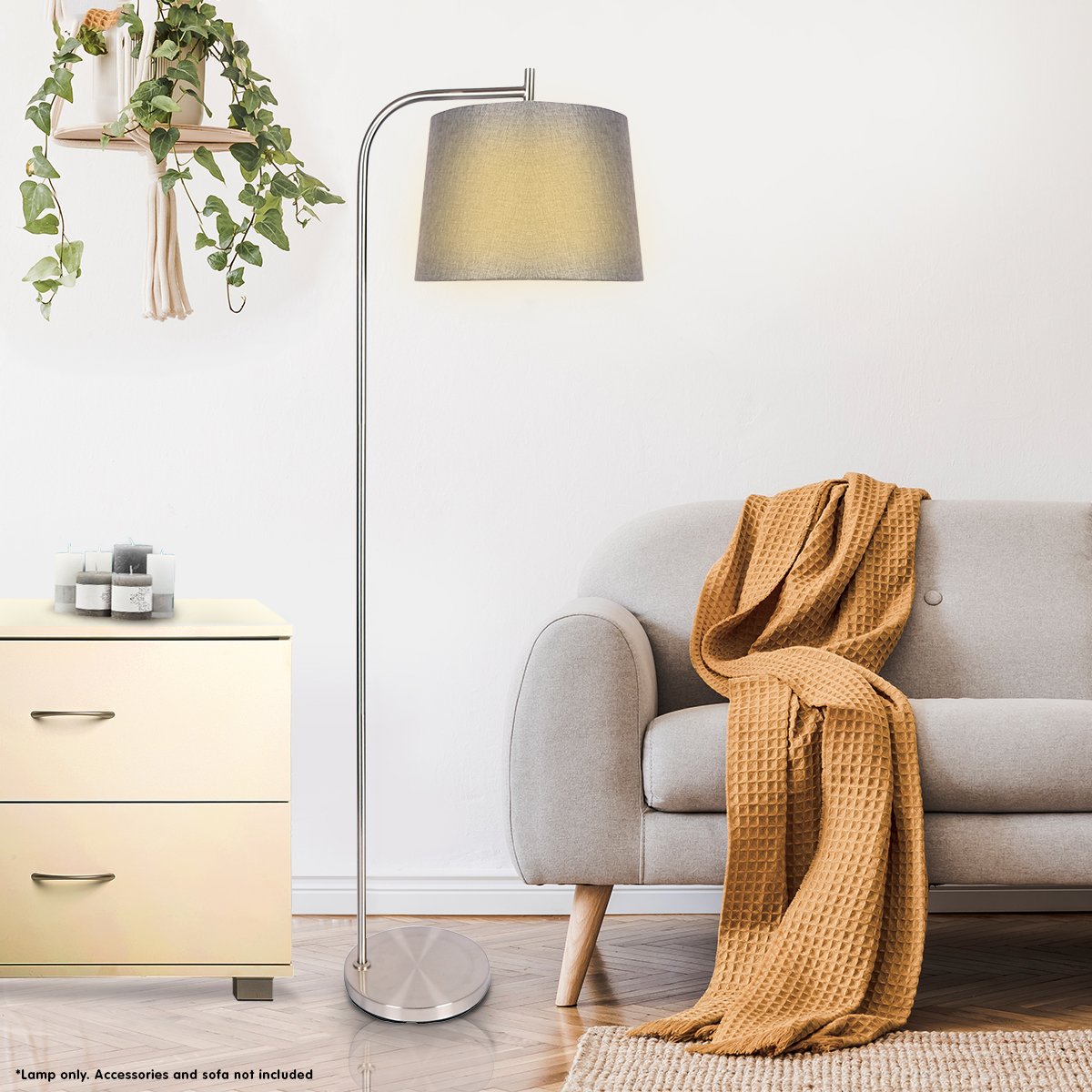 sarantino-metal-task-floor-lamp-nickel-finish-with-grey-fabric-shade www.mallsonline.com.au