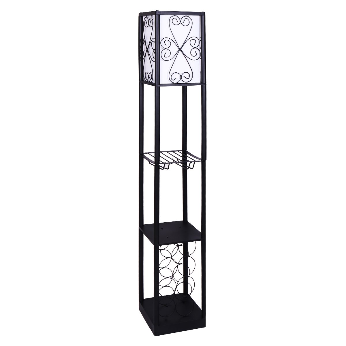 sarantino-metal-etagere-floor-lamp-with-wine-holder-shelf www.mallsonline.com.au