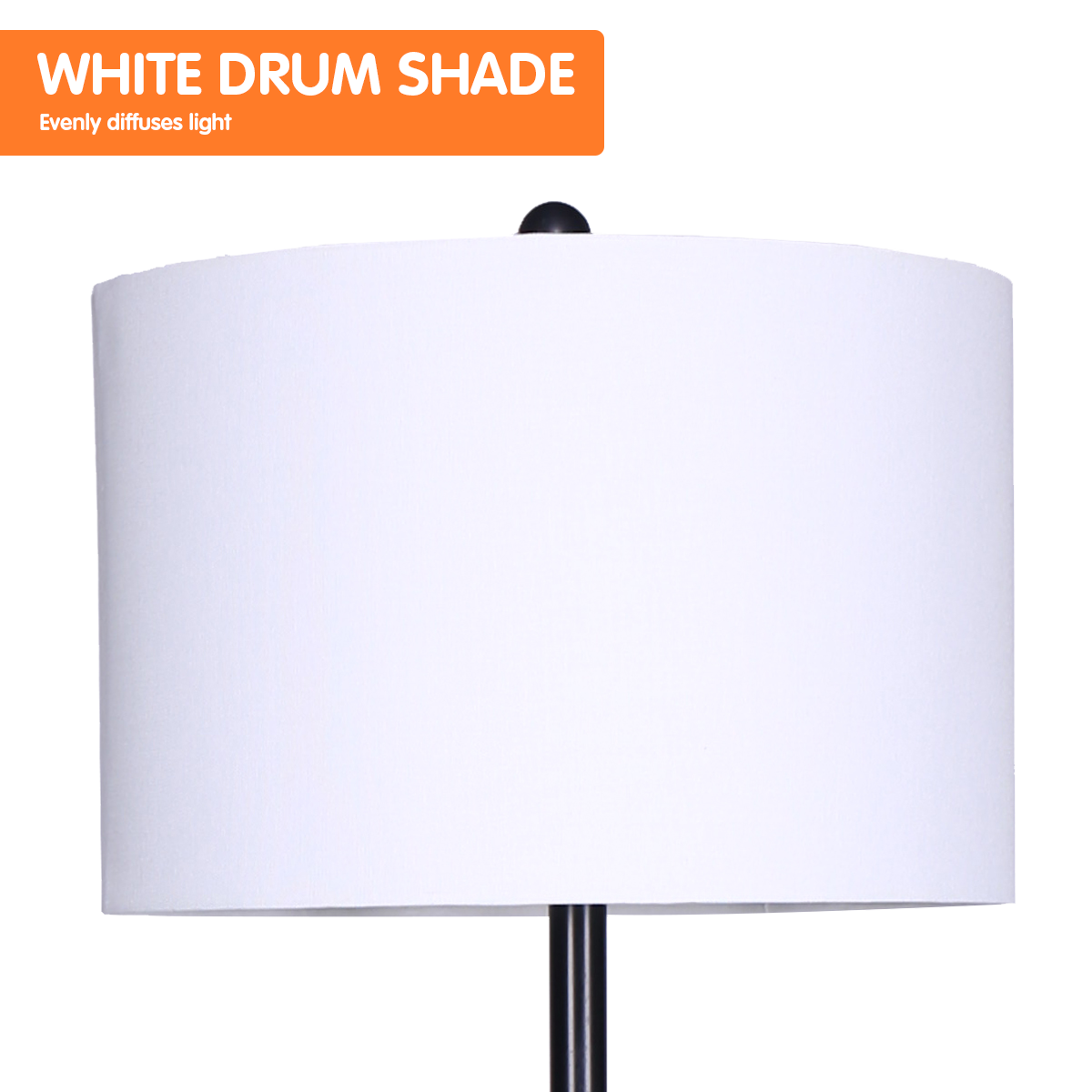 sarantino-metal-floor-lamp-shade-with-black-post-in-round-wood-shelves www.mallsonline.com.au