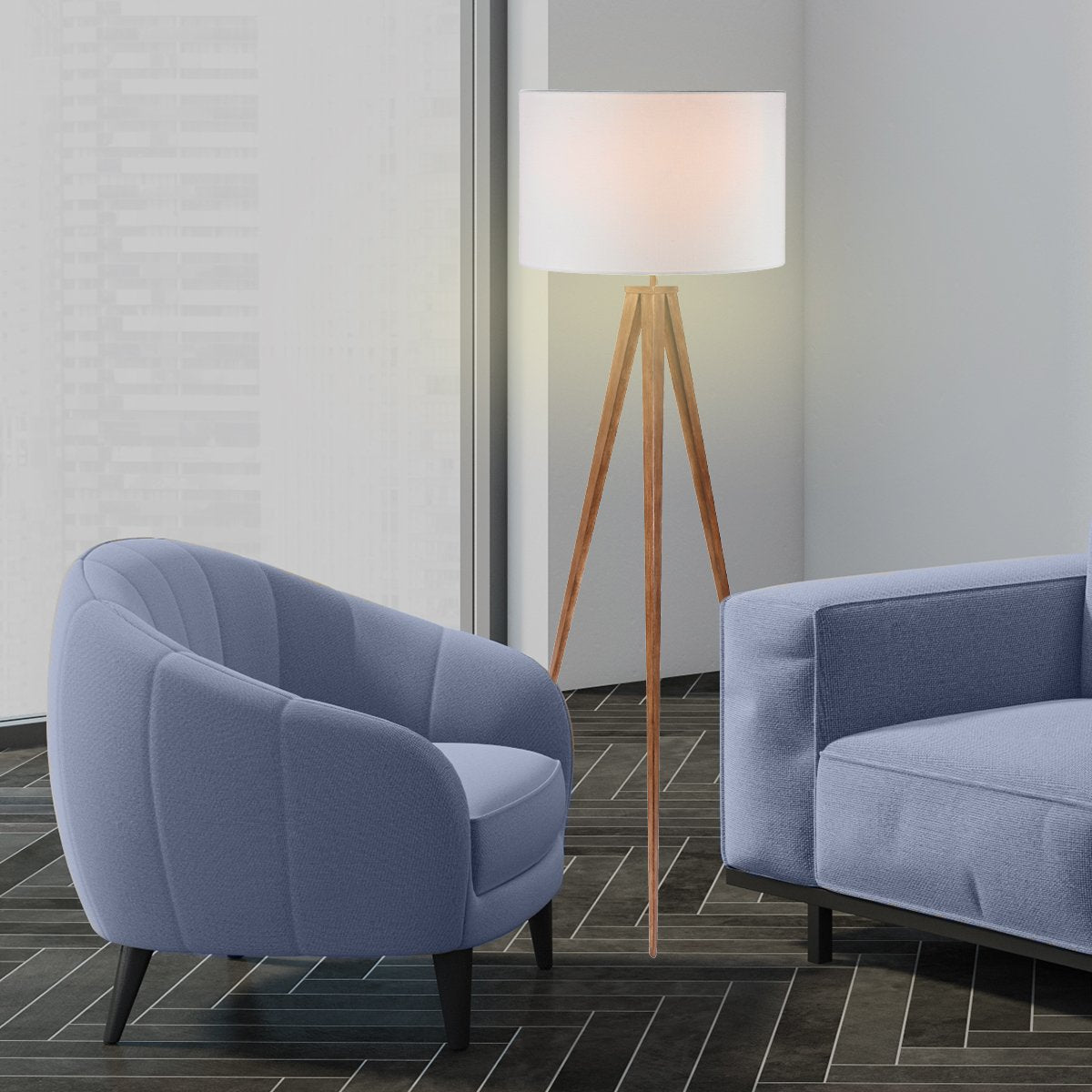 sarantino-metal-tripod-floor-spot-lamp-shade-drum-in-wooden-finish www.mallsonline.com.au