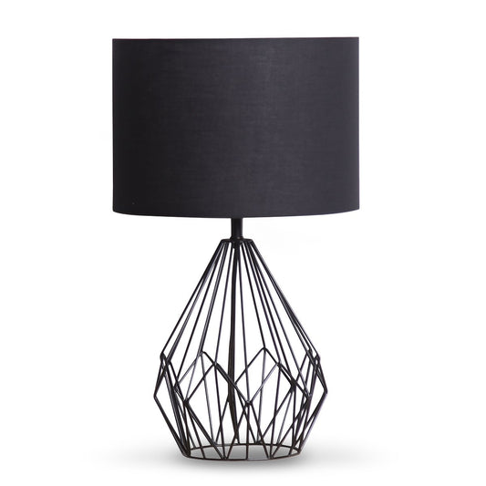 sarantino-metal-wire-table-lamp-in-black-finish-with-black-drum-shade www.mallsonline.com.au