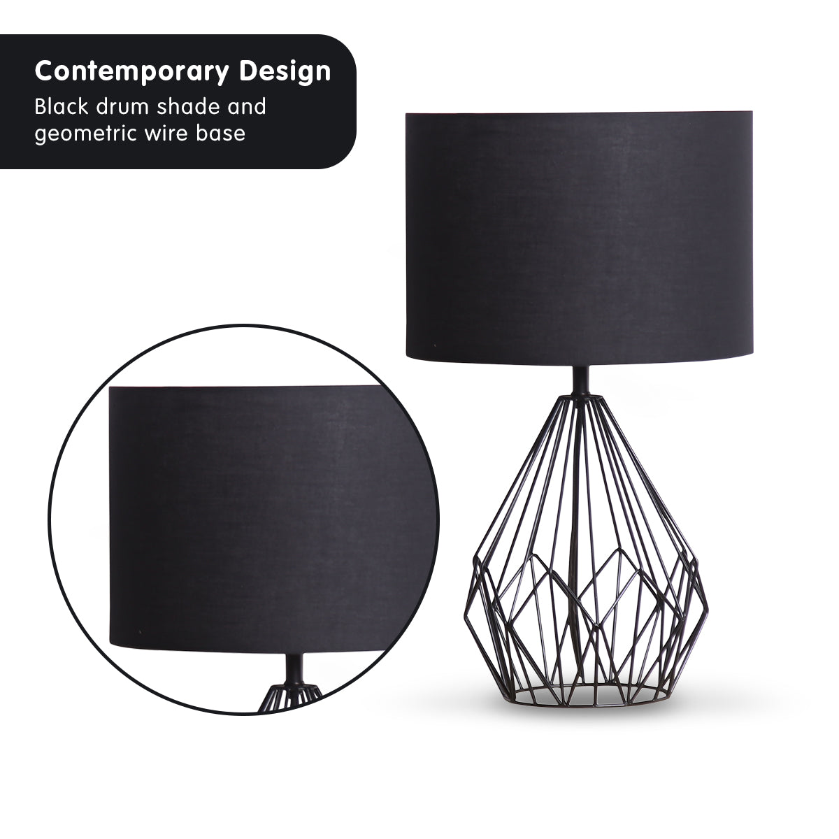 sarantino-metal-wire-table-lamp-in-black-finish-with-black-drum-shade www.mallsonline.com.au
