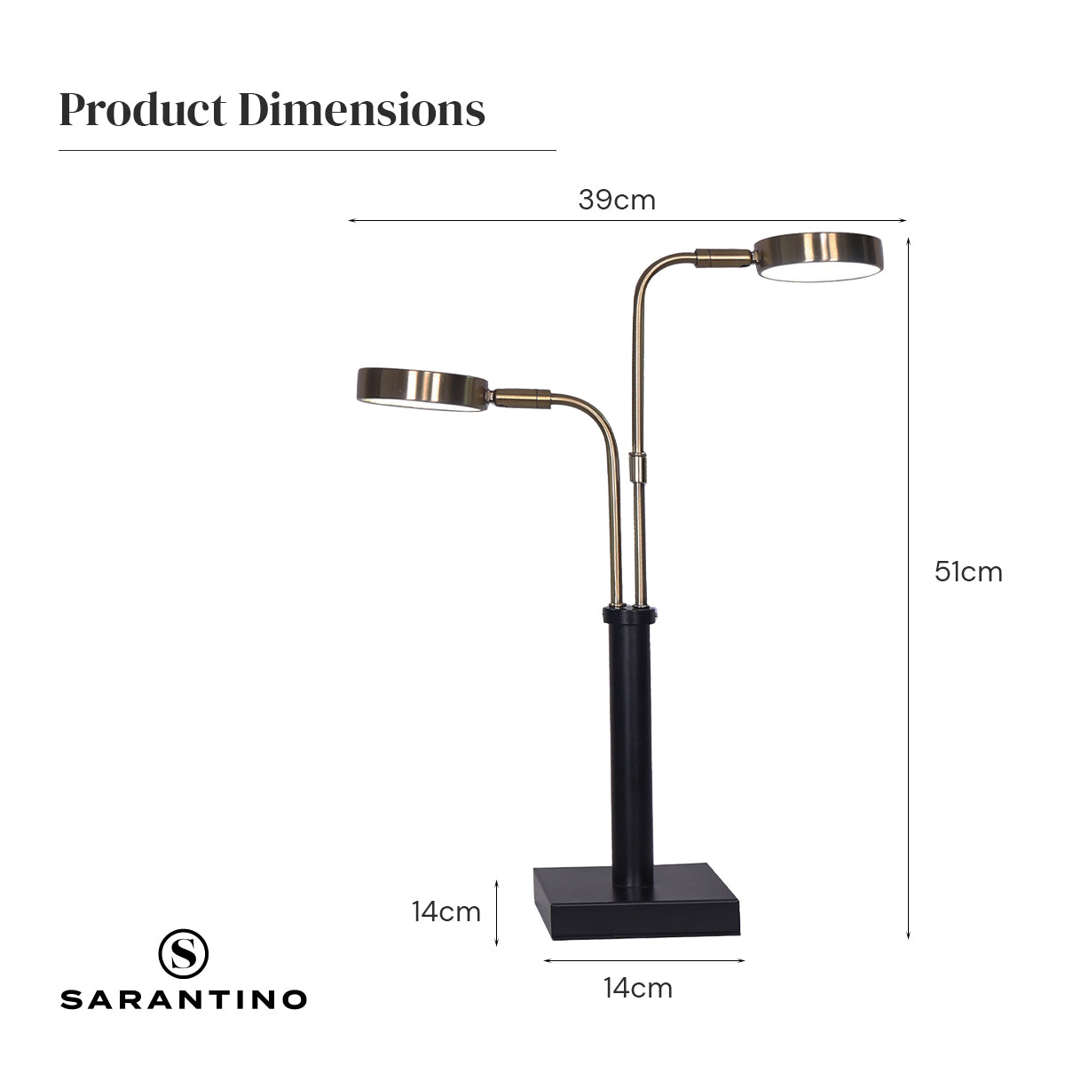 sarantino-led-metal-table-lamp-with-2-lights-brushed-gold-black-finish www.mallsonline.com.au