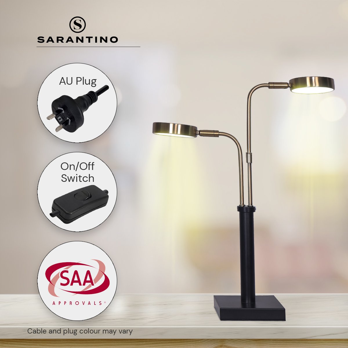 sarantino-led-metal-table-lamp-with-2-lights-brushed-gold-black-finish www.mallsonline.com.au