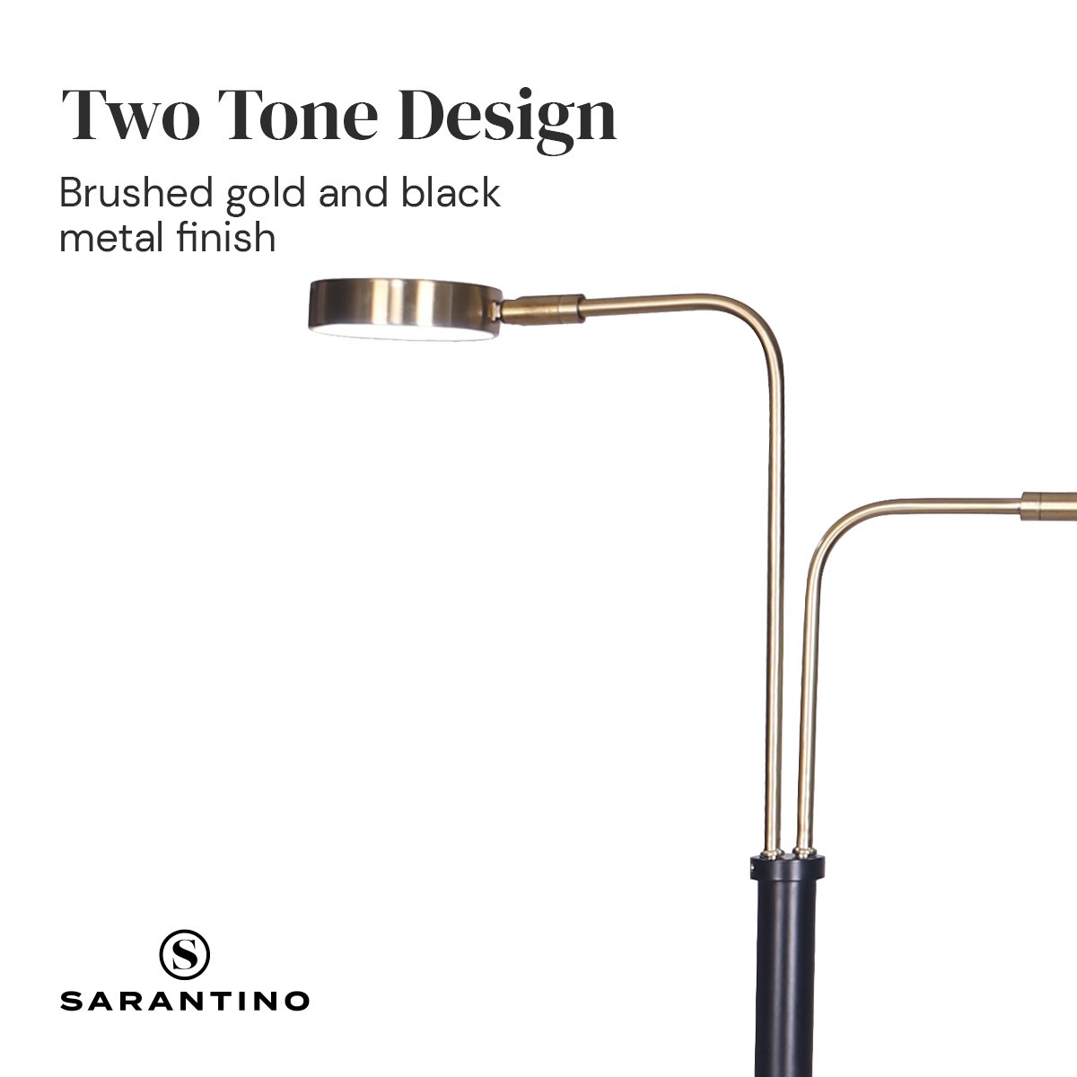 sarantino-led-metal-floor-lamp-with-2-lights-in-brushed-gold-and-black-finish www.mallsonline.com.au