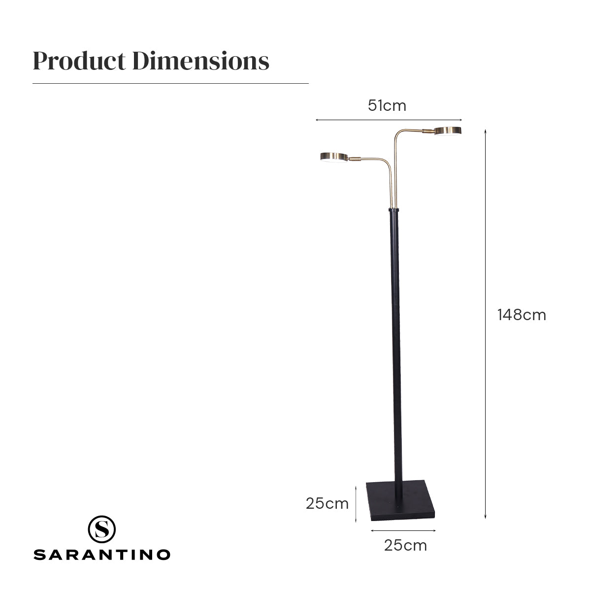 sarantino-led-metal-floor-lamp-with-2-lights-in-brushed-gold-and-black-finish www.mallsonline.com.au