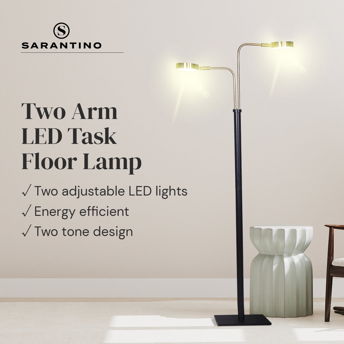 sarantino-led-metal-floor-lamp-with-2-lights-in-brushed-gold-and-black-finish www.mallsonline.com.au