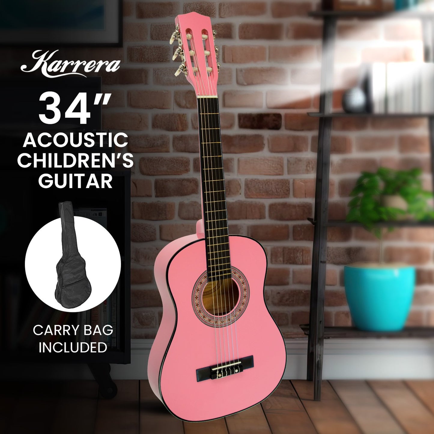 karrera-34in-acoustic-wooden-childrens-guitar-pink at www.mallsonline.com.au