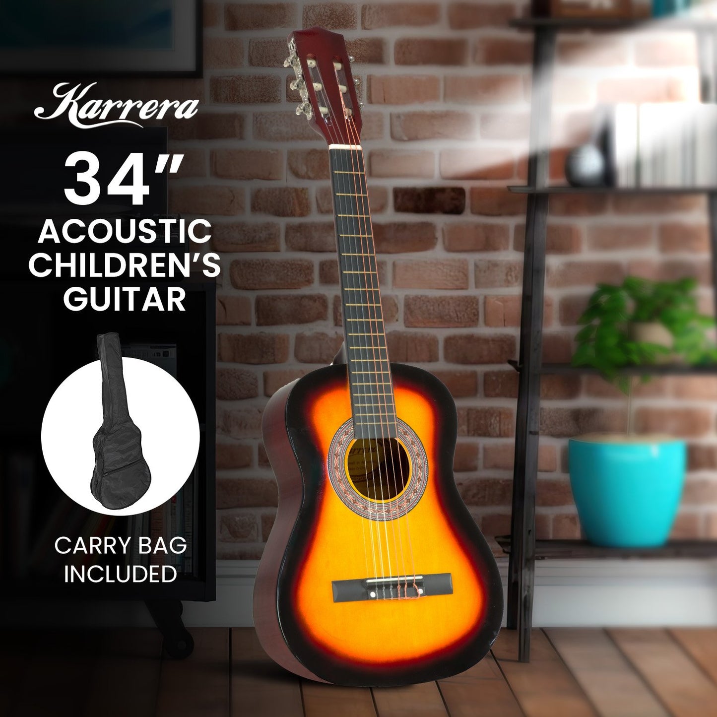 karrera-34in-acoustic-wooden-childrens-guitar-sunburst at www.mallsonline.com.au
