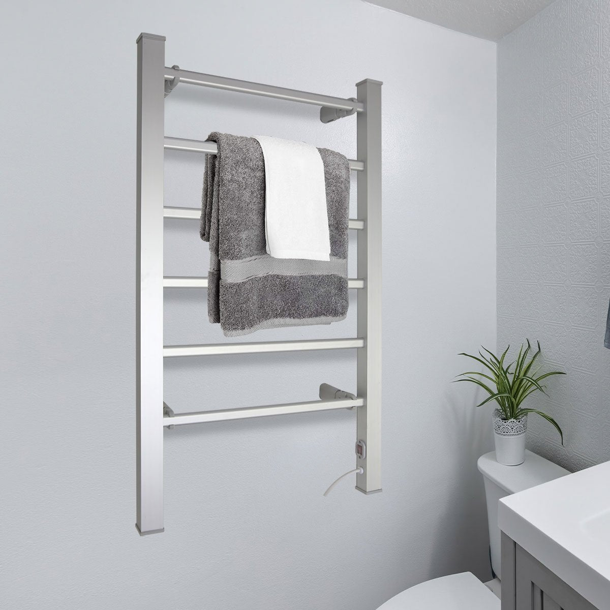 pronti-heated-towel-rack-electric-bathroom-towel-rails-warmer-100w-silver at www.mallsonline.com.au