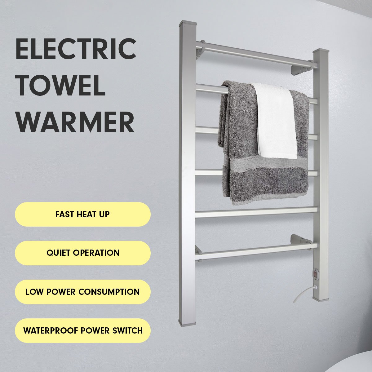 pronti-heated-towel-rack-electric-bathroom-towel-rails-warmer-100w-silver at www.mallsonline.com.au