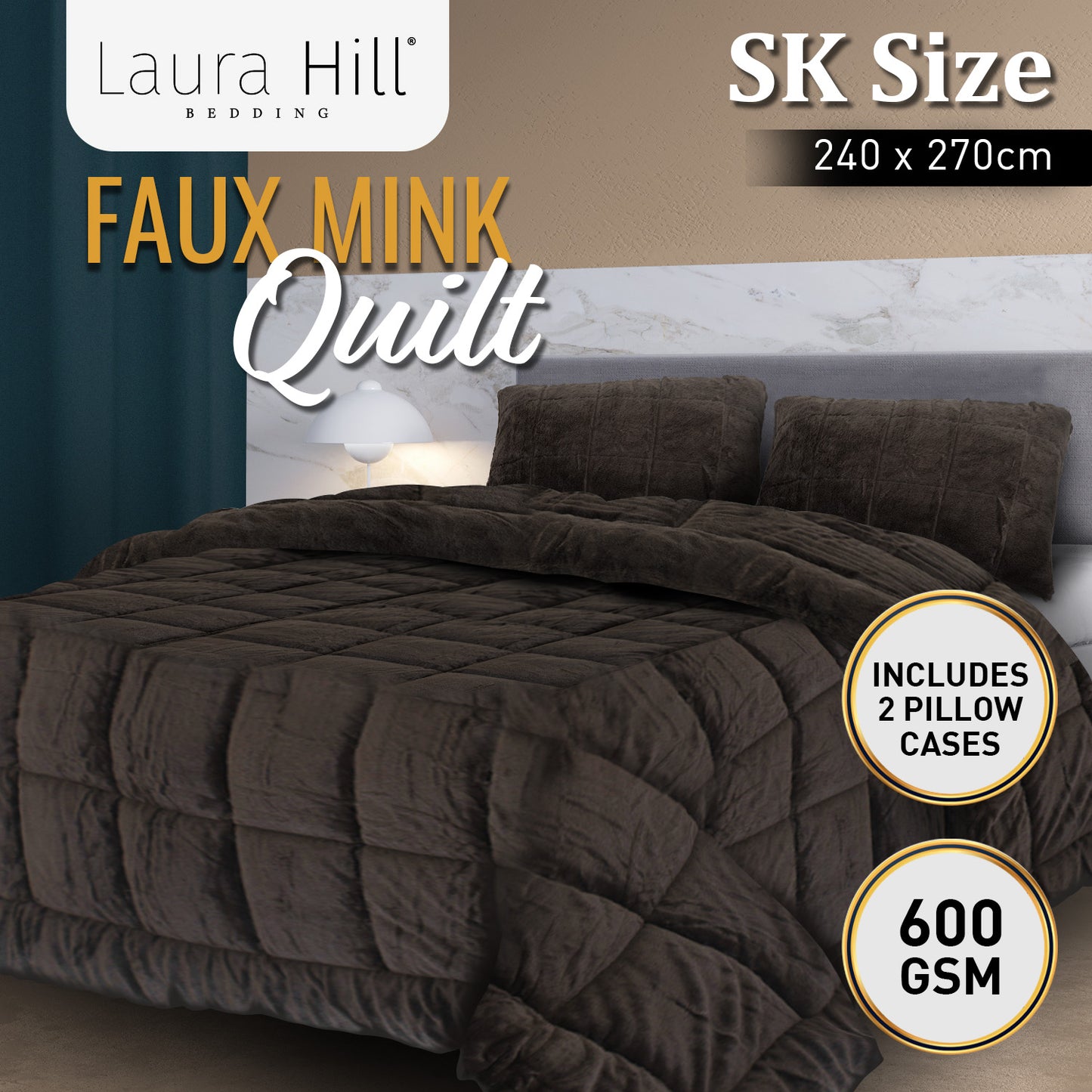 laura-hill-faux-mink-comforter-quilt-doona-duvet-600gsm-super-king at www.mallsonline.com.au