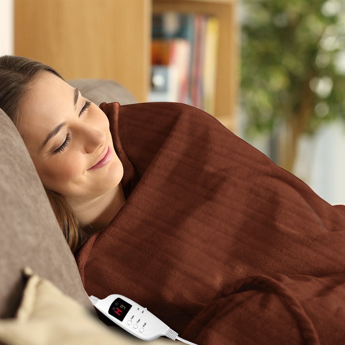 laura-hill-heated-electric-blanket-throw-rug-coral-warm-fleece-brown at www.mallsonline.com.au