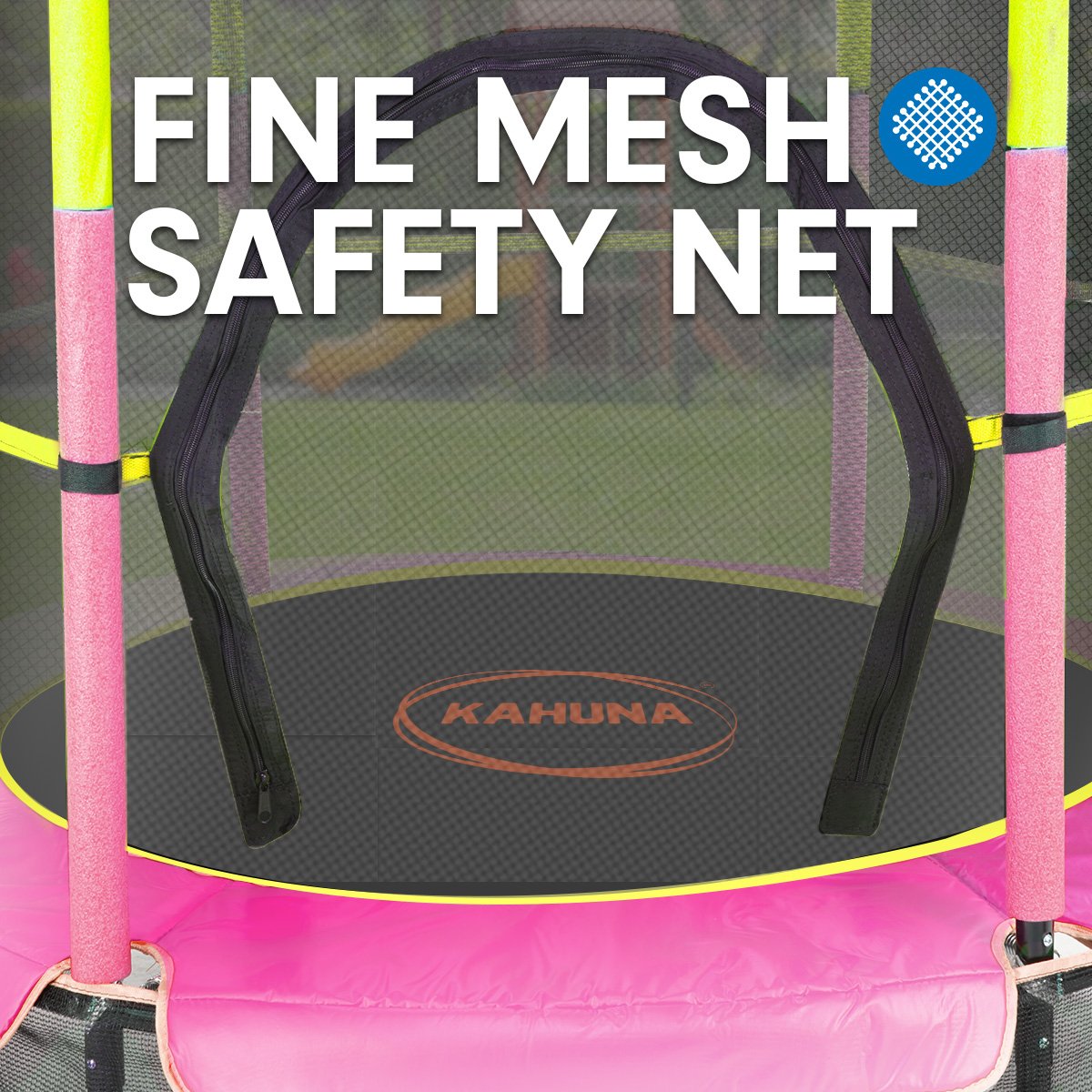 kahuna-4-5ft-trampoline-round-free-safety-net-spring-pad-cover-mat-yellow-pink www.mallsonline.com.au