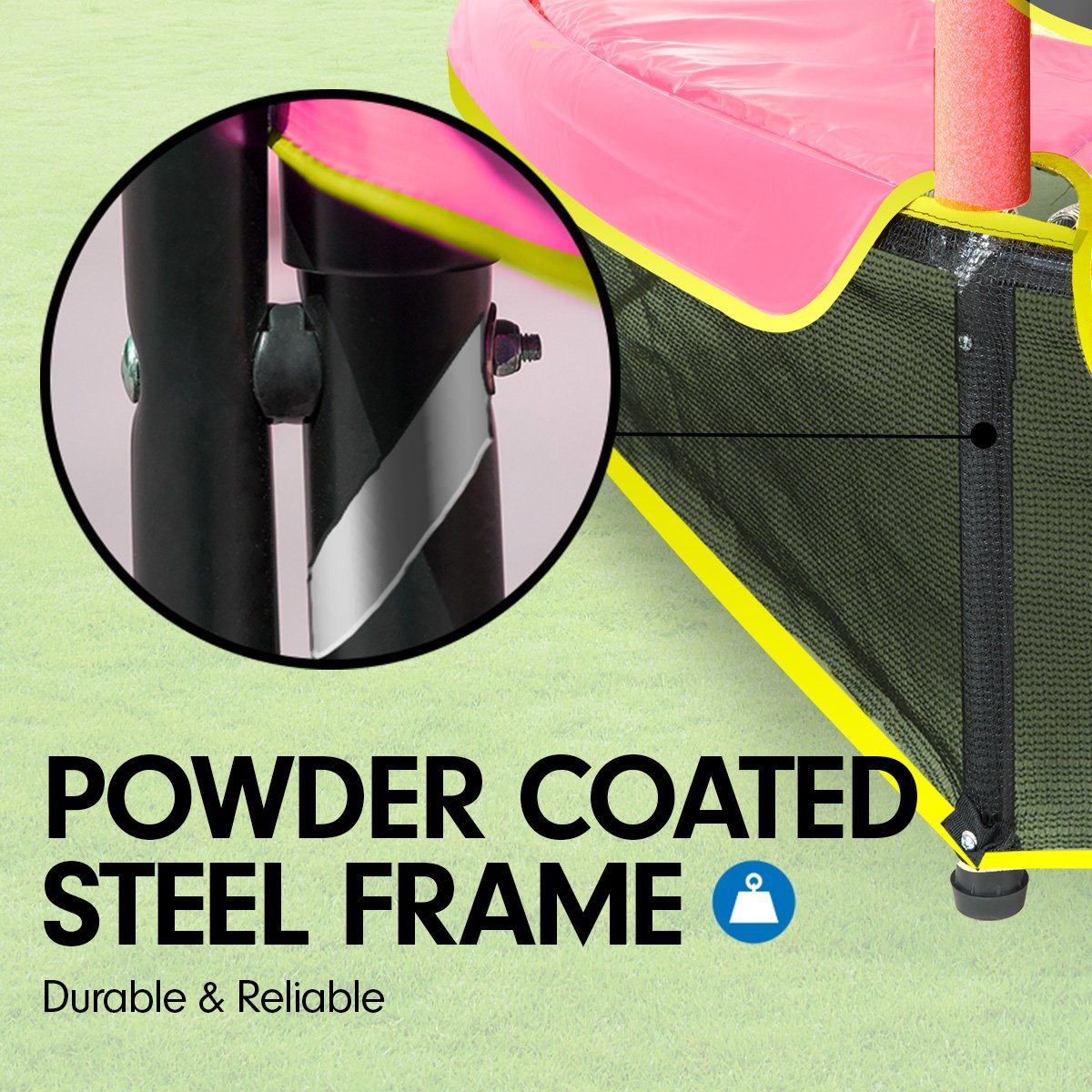 kahuna-4-5ft-trampoline-round-free-safety-net-spring-pad-cover-mat-yellow-pink www.mallsonline.com.au