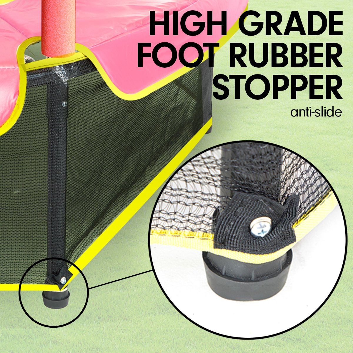 kahuna-4-5ft-trampoline-round-free-safety-net-spring-pad-cover-mat-yellow-pink www.mallsonline.com.au