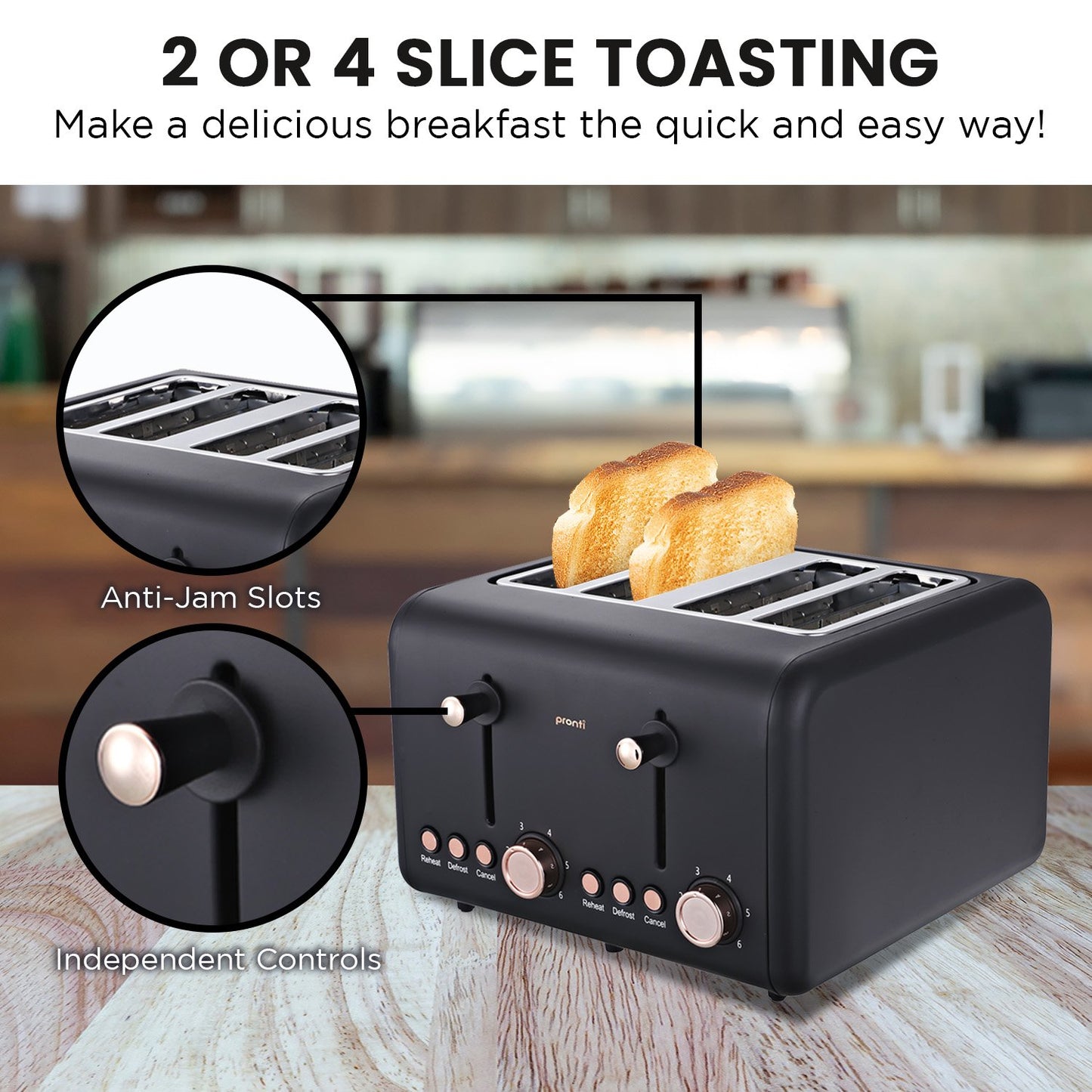 pronti-4-slice-toaster-rose-trim-collection-black at www.mallsonline.com.au