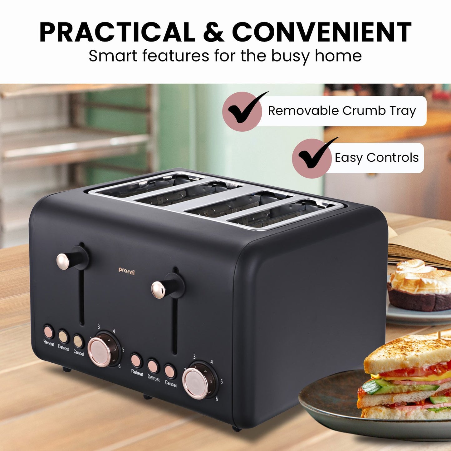 pronti-4-slice-toaster-rose-trim-collection-black at www.mallsonline.com.au