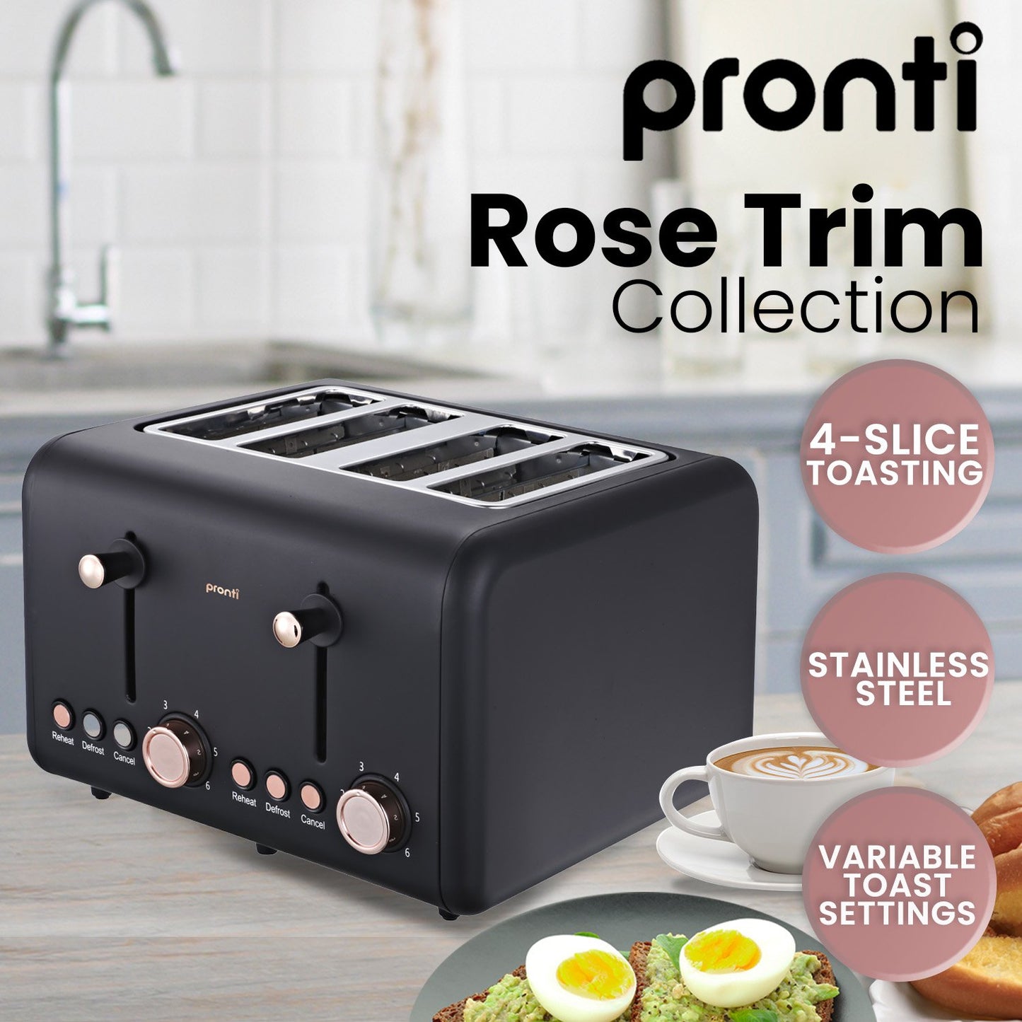 pronti-4-slice-toaster-rose-trim-collection-black at www.mallsonline.com.au