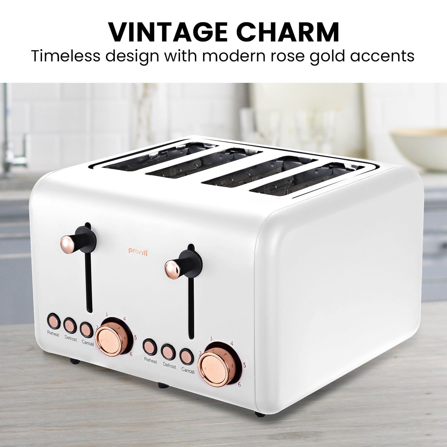 pronti-4-slice-toaster-rose-trim-collection-white at www.mallsonline.com.au