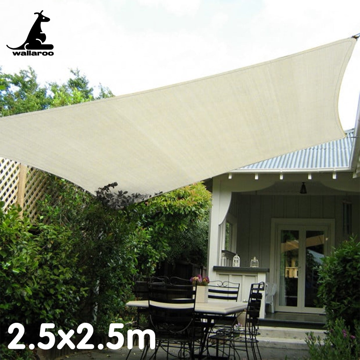 wallaroo-waterproof-outdoor-shade-sail-sun-cloth-square-2-5x2-5m www.mallsonline.com.au