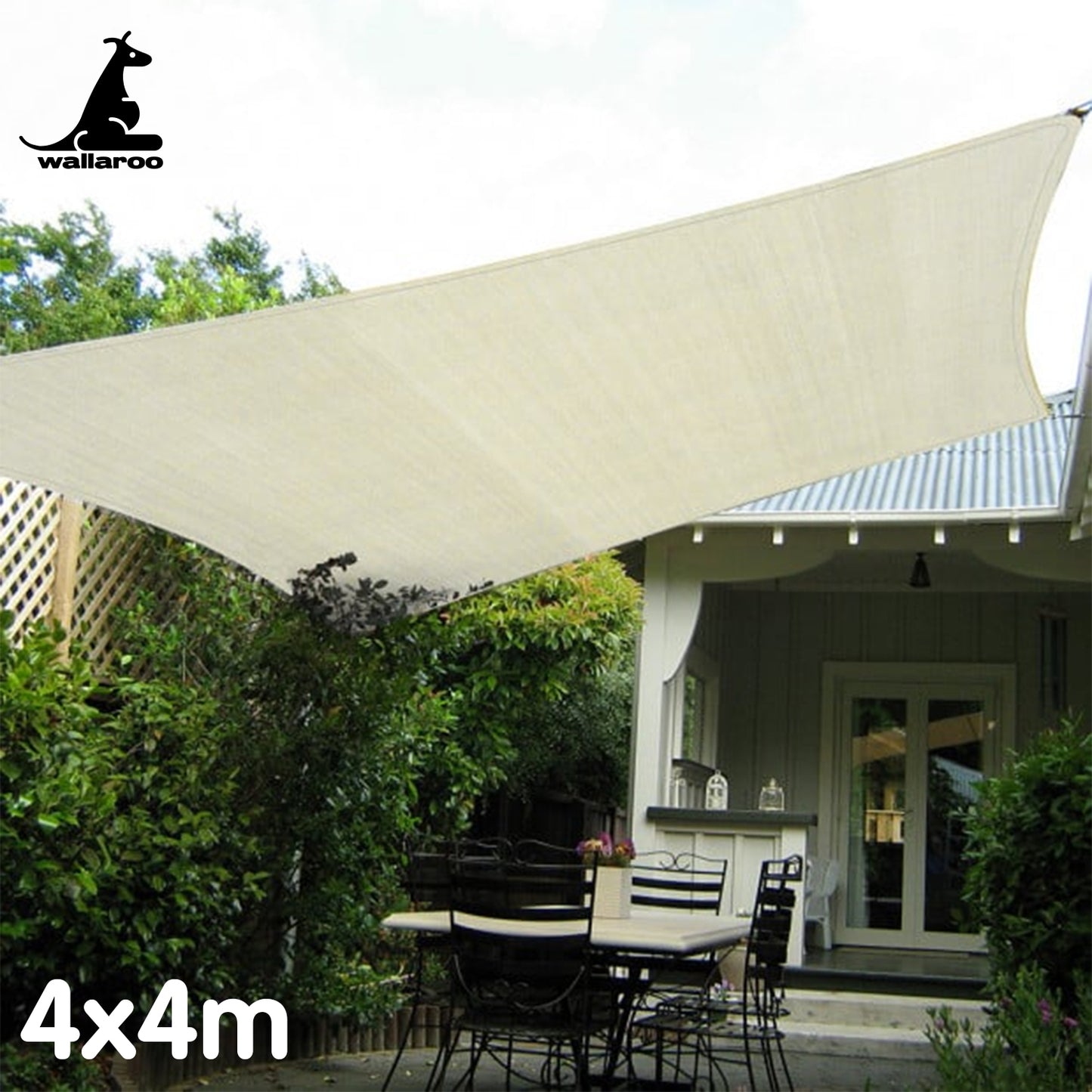 wallaroo-waterproof-outdoor-shade-sail-canopy-sun-cloth-square-4x4m www.mallsonline.com.au