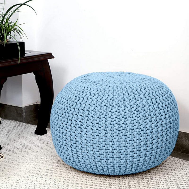 braided-ottoman-pouffe-footstool-hand-knitted-blue at www.mallsonline.com.au