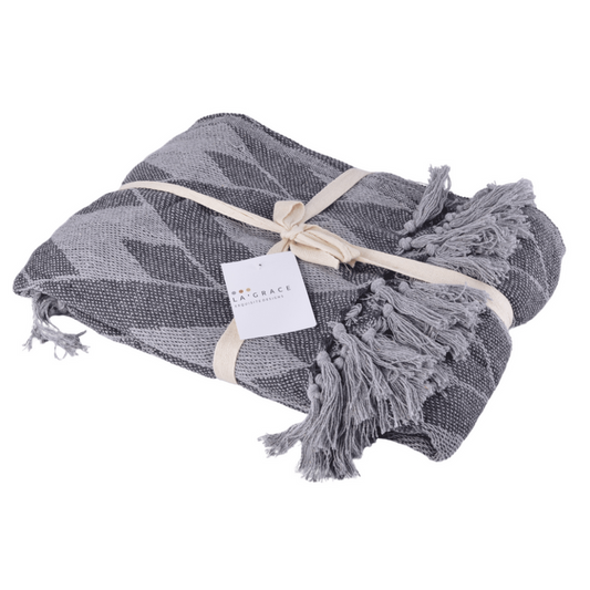 soft-cotton-handloom-bed-sofa-throw-blanket-plaid-pattern-grey www.mallsonline.com.au