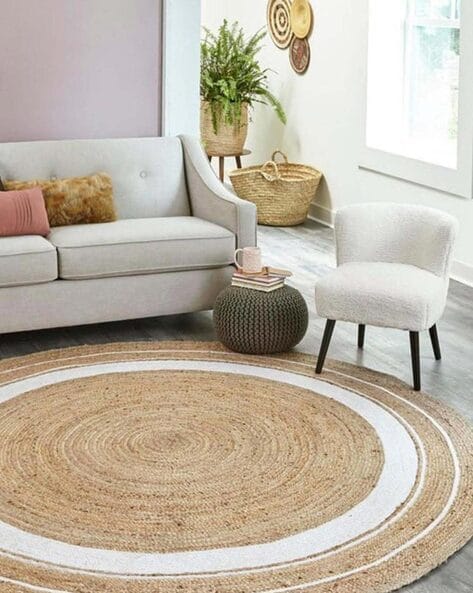 sustainable-jute-round-rug-decorative-floor-120-cm-rug www.mallsonline.com.au