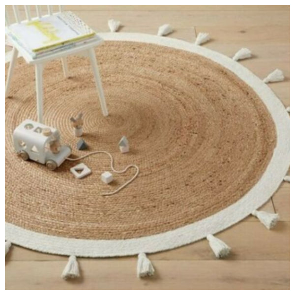bohemian-cream-natural-braided-jute-cotton-round-rug-with-tassel-120-x-120-cm www.mallsonline.com.au