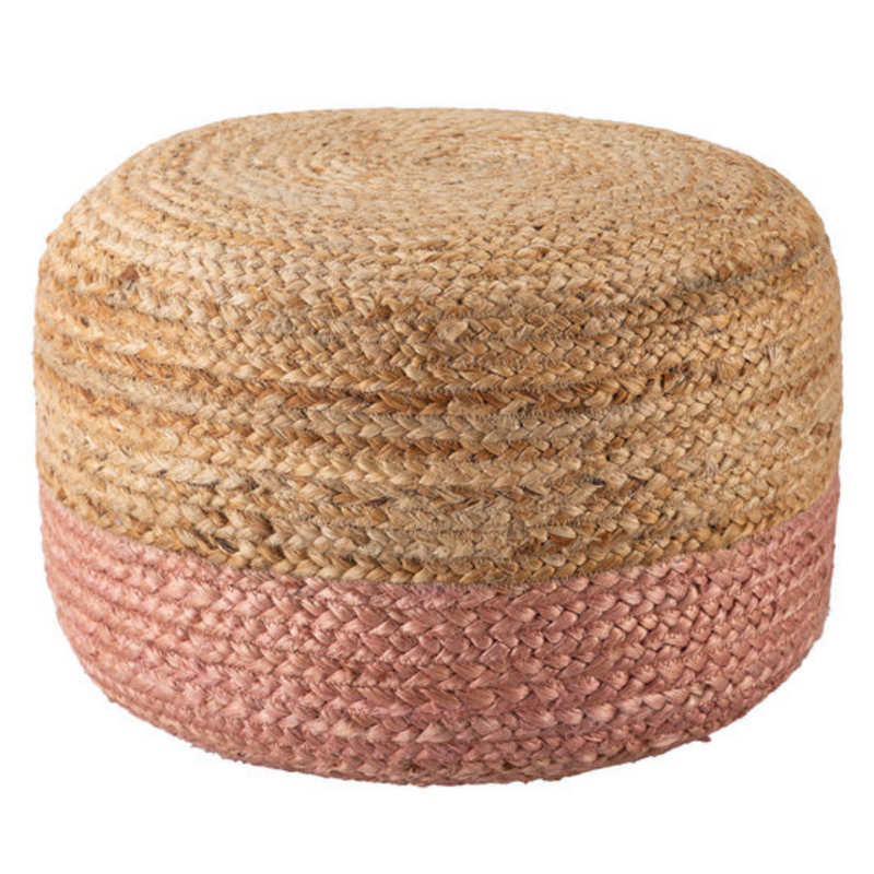 ombre-hand-braided-jute-cotton-pouf-ottoman-50-x-35-cm-pink at www.mallsonline.com.au