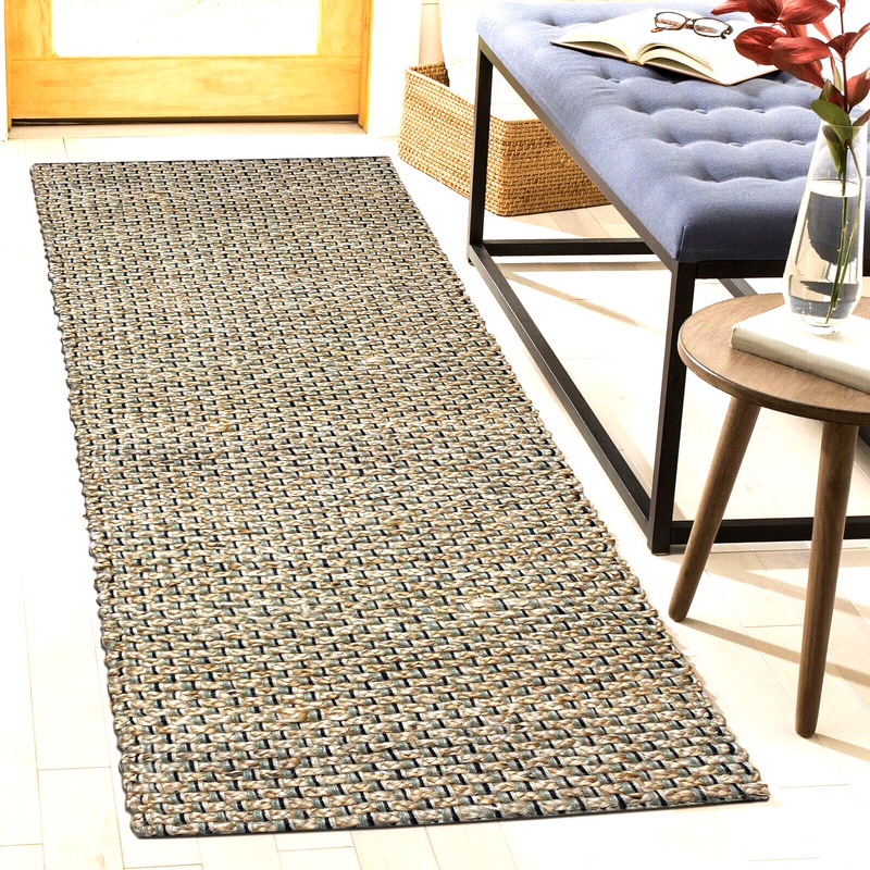 hand-braided-jute-runner-with-green-textured-weave-50-x-120-cm www.mallsonline.com.au