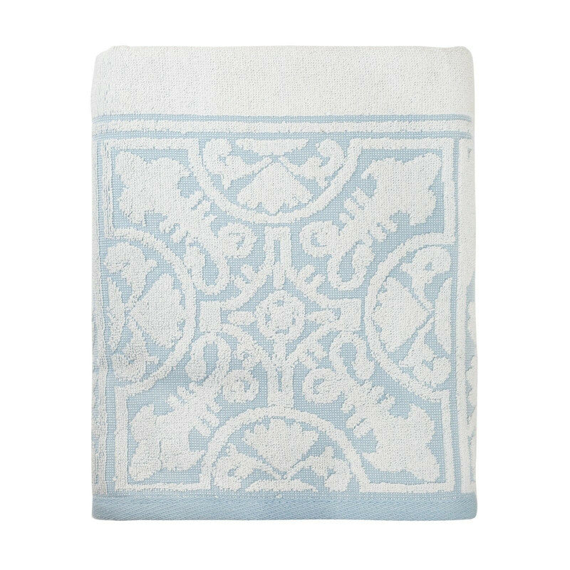 premium-cotton-towel-jacquard-white-blue-design at www.mallsonline.com.au
