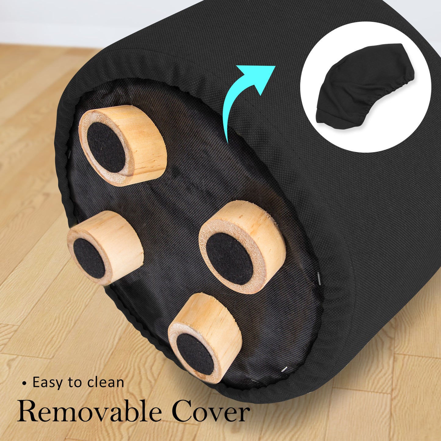 la-bella-2-set-black-fabric-ottoman-round-wooden-leg-foot-stool at www.mallsonline.com.au