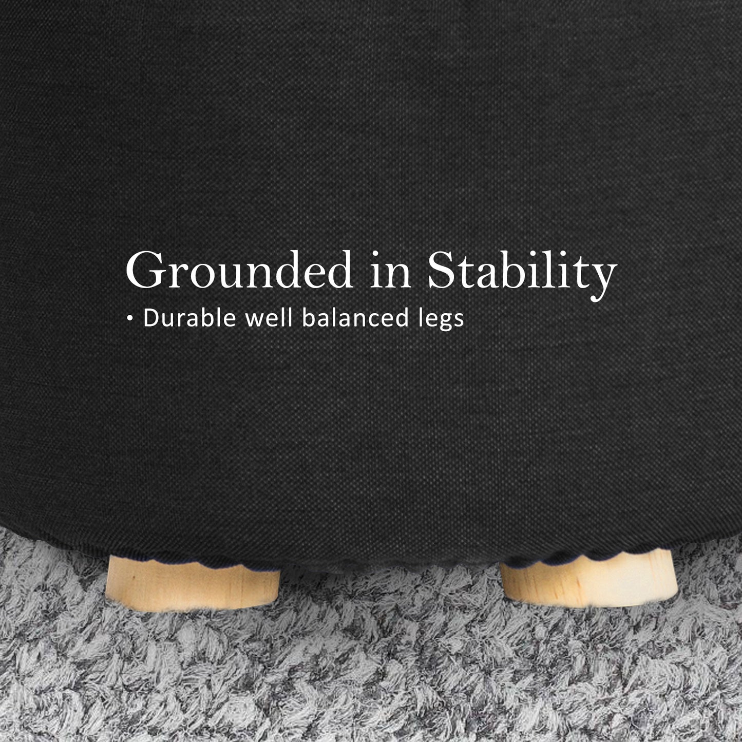 la-bella-2-set-black-fabric-ottoman-round-wooden-leg-foot-stool at www.mallsonline.com.au