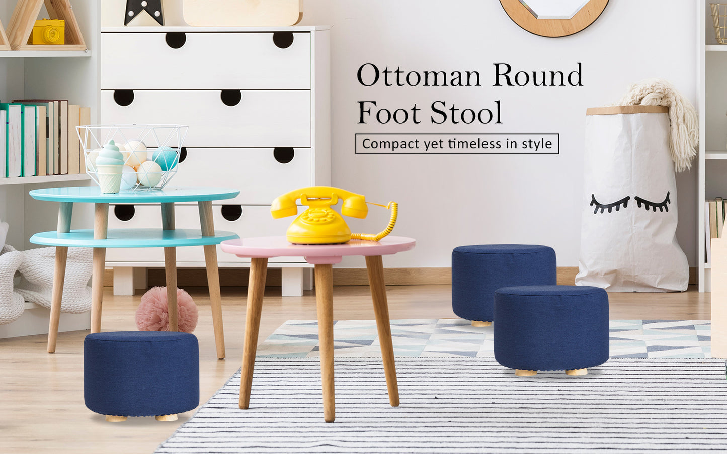 la-bella-2-set-dark-blue-fabric-ottoman-round-wooden-leg-foot-stool at www.mallsonline.com.au