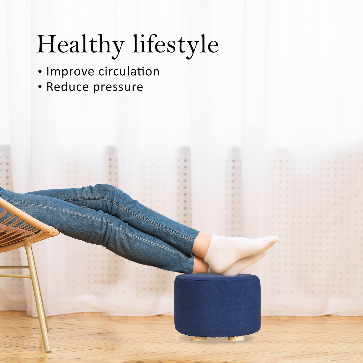la-bella-2-set-dark-blue-fabric-ottoman-round-wooden-leg-foot-stool at www.mallsonline.com.au